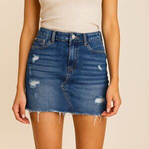 Vanilla Star Distressed Denim Mini Skirt Size 24W - 0
